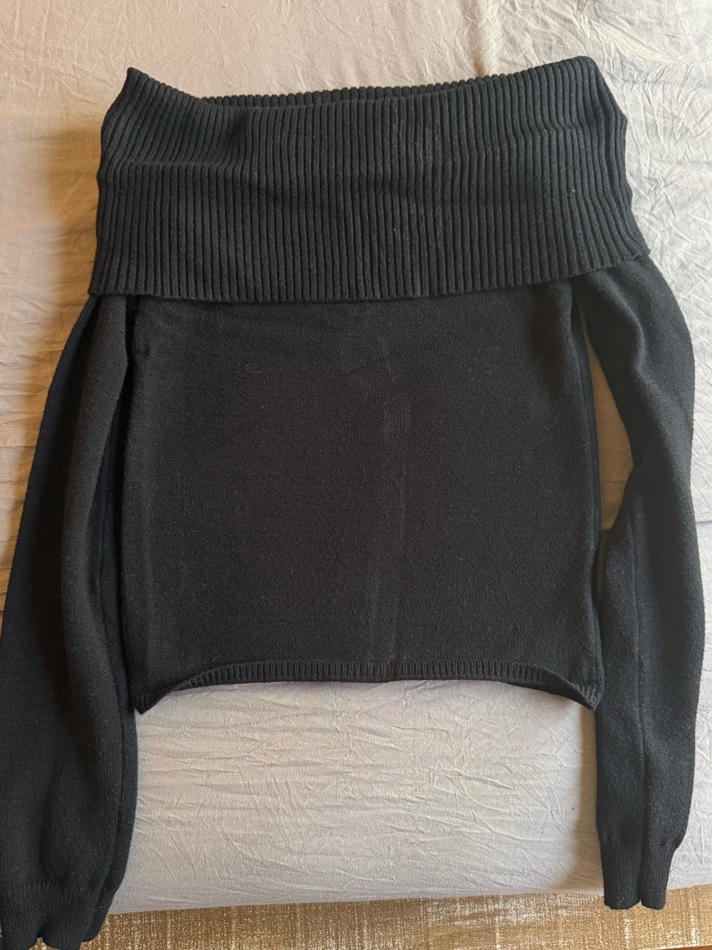 Love Tree Black Off-the-Shoulder Foldover Sweater